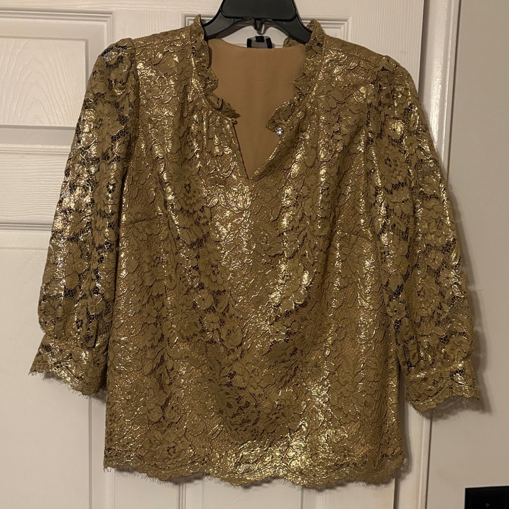 Talbots Gold Lace Blouse